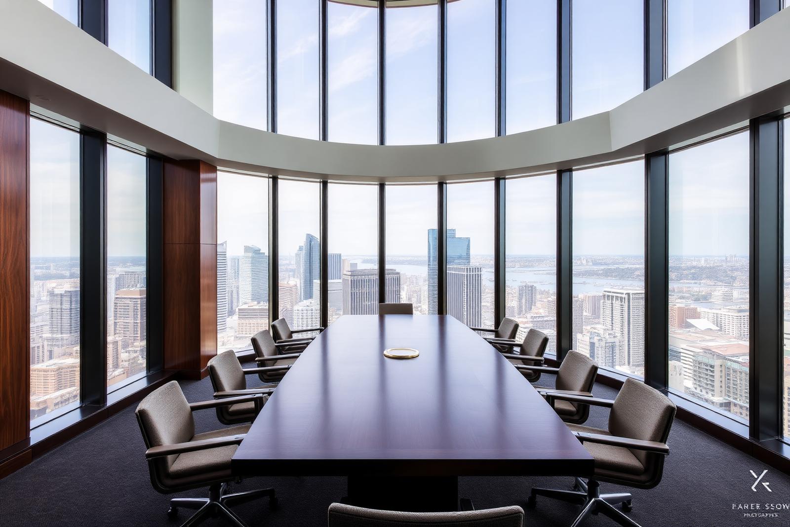 Corporate boardroom overlooking the Sydney skyline